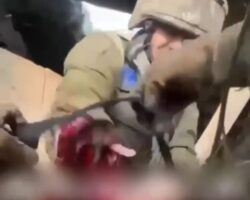 Mortar explosion shreds ukrainian soldier’s arm