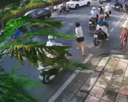 Motorcyclist hits elderly woman and attempts to flee