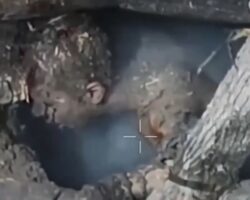 Russian soldier burns alive trapped inside his hideout