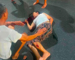 Speeding motorcycle strikes and kills woman