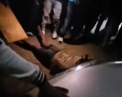 Female phone thief kicked by mob