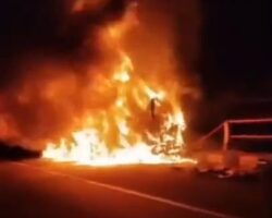 Fiery aftermath of truck crash