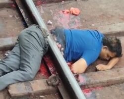Indian man cut in half by train