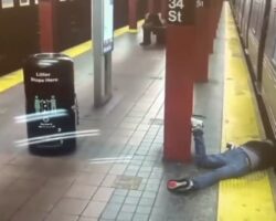 Intoxicated man slips under subway train