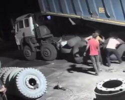 Killed by tire explosion
