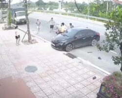 Motorcyclist killed by his own cargo in collision with car