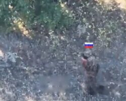Russian soldier cuts his throat after being hit by drones