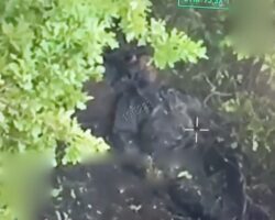 Russian soldier prays moments before being hit by drone