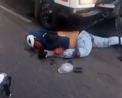 Seriously injured motorcyclist after traffic accident