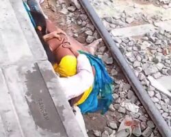 Train nearly rips Indian woman’s arm off
