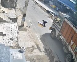 Truck runs over man collecting wheat