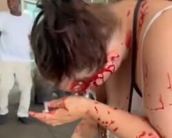 Woman stabbed in face during fight at bus station