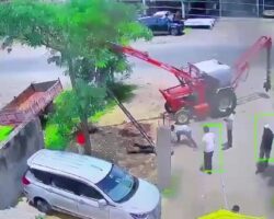 Worker electrocuted while installing utility pole