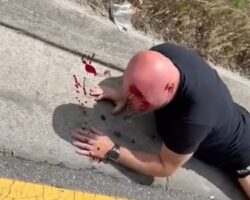 Bloody lesson for road rager