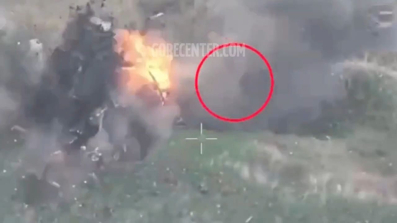 Explosion sends Russian soldier flying #5 • GoreCenter