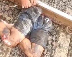Gruesome aftermath of man being struck by train