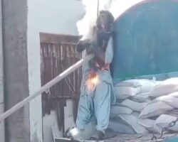 Man electrocuted while unloading truck