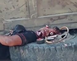 Man squeezed to death under dump truck