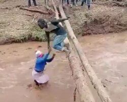 Mother and son drown while crossing improvised bridge