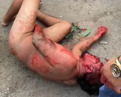 Motorcycle thief stripped naked and brutally beaten