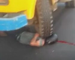 Motorcyclist crushed by truck on highway in Bangladesh