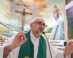 Priest crushed by falling crucifix during live-streamed mass