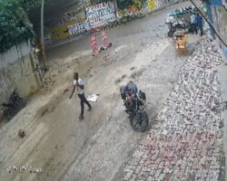 Speeding car strikes pedestrian in India