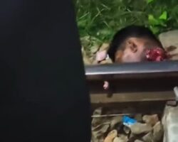Tragic aftermath of man being struck by train