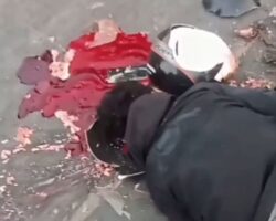 Two motorcycle riders run over by truck