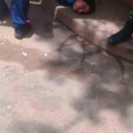 Head of a pretty girl wrapped in a sports bag