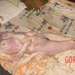 Naked dead woman without eye