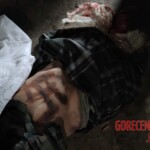 Dead Ukrainian girl with burnt swastika