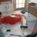 Dead woman in red dress