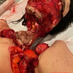 Dismembered woman with her face skinned