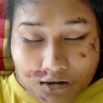 Preparing dead body of woman for burial