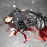 Woman feel from building