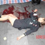 Woman feel from building