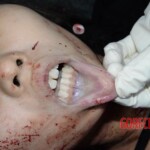 Woman feel from building