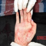 Woman feel from building