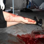 Woman feel from building