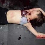 Woman feel from building