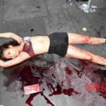 Woman feel from building