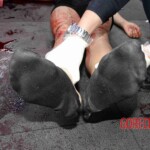 Woman feel from building