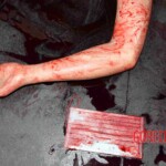 Woman feel from building