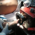 Hand in meat grinder