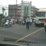 Girl under agitating lorry