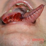 Half-stitched tongue split