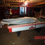 Murdered woman on pool table