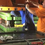 Head crushed by hydraulic press