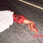 Motorcyclist cut in half